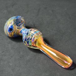 Ribbed Handle Glass Spoon Pipe