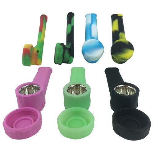 Silicone Tobacco Pipe With Metal Bowl 