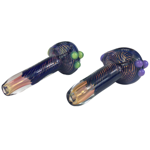 blue glass bowl pipes with chameleon glass