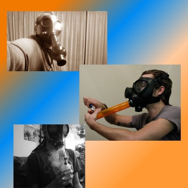 Gas mask being worn at home by yourself 