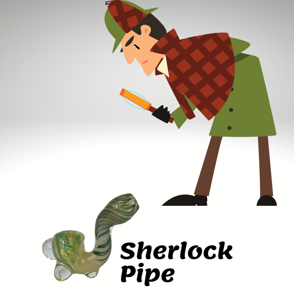 Sherlock pipe being inspected by Sherlock Holmes himself