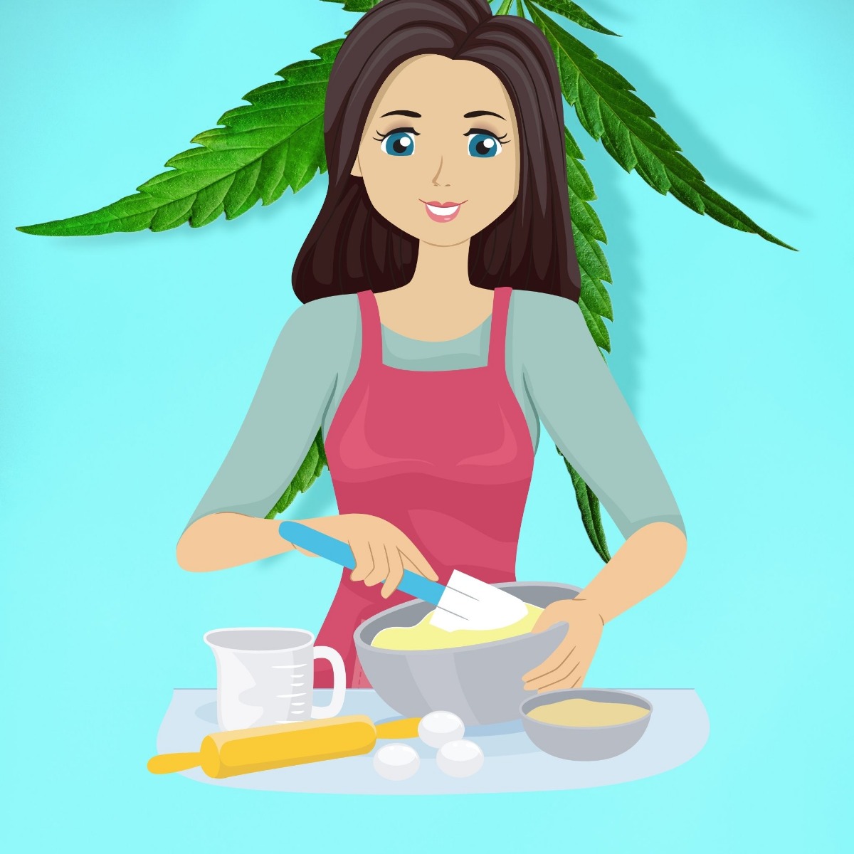 CBD being baked in the kitchen by a woman 