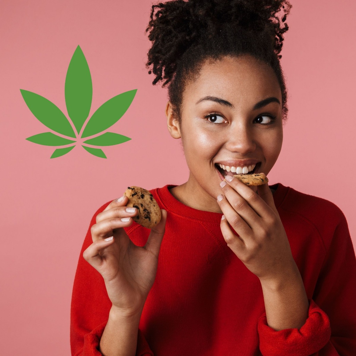 Woman eating a cbd cookie
