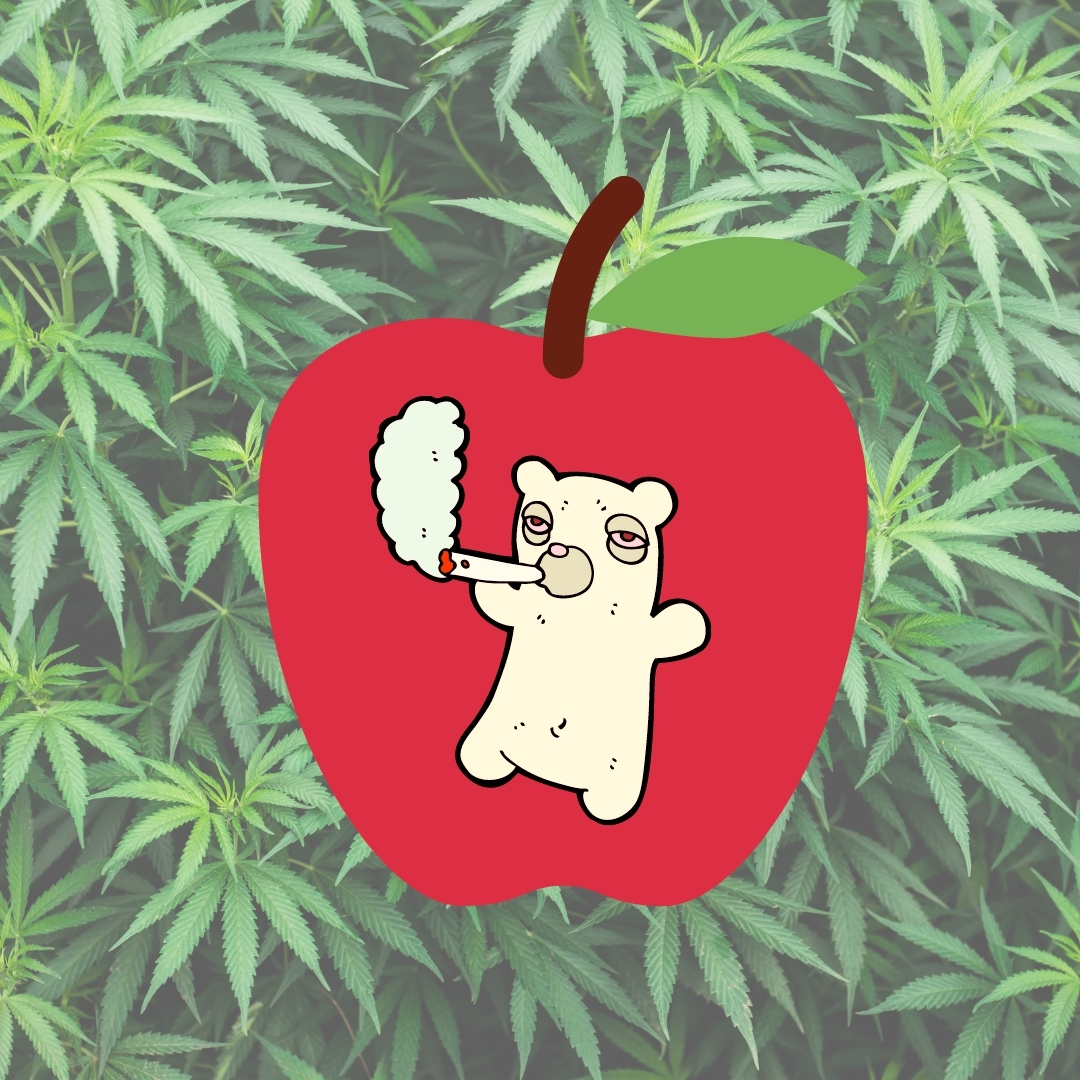 Emoji of an Apple with smoke coming out 