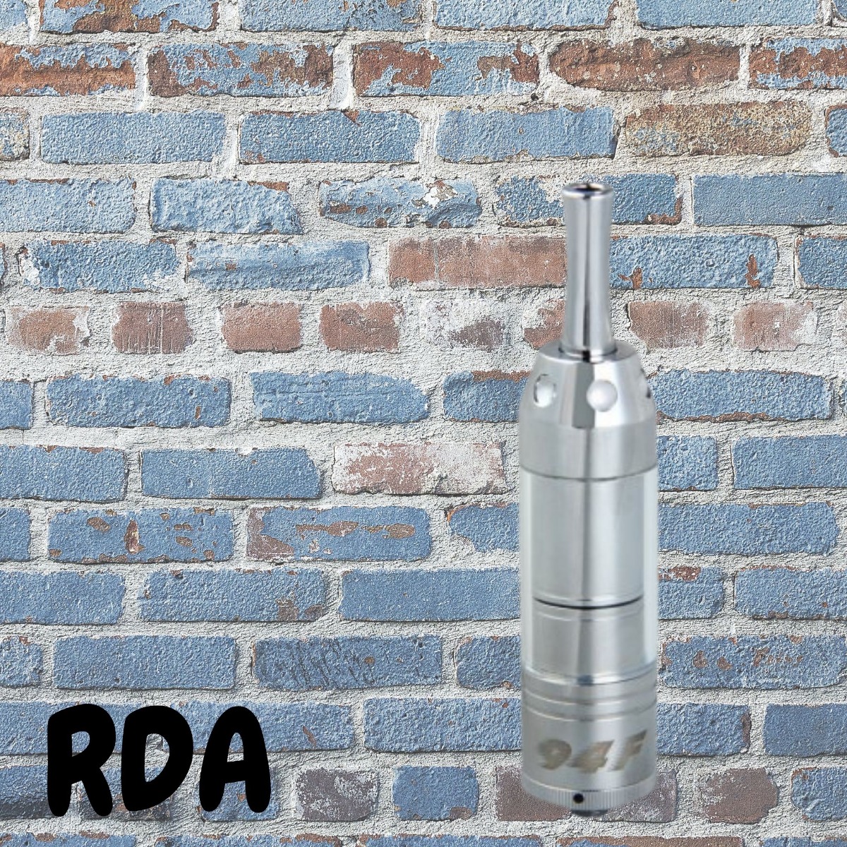 RDA atomizer in front of a brick wall